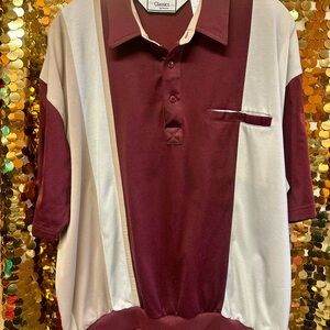 Classic Men's Maroon and White Button Down Shirt